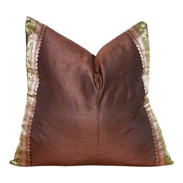 Wenge Festive Silk Euro Pillow Cover For Sale