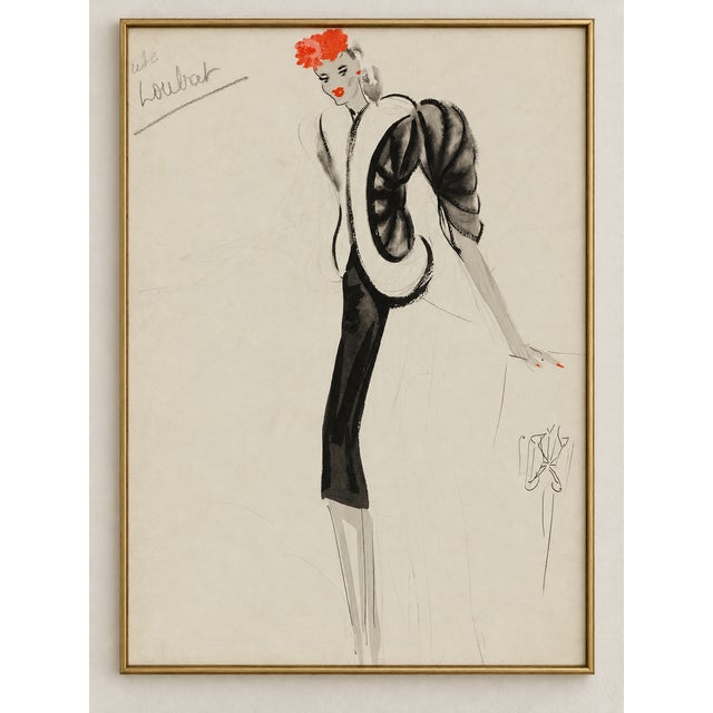 Art Deco Vintage French Fashion Art Print – Art Deco Woman in Black and White, 18" X 24" For Sale - Image 3 of 9