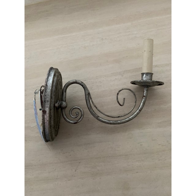 Metal 1980w Silver Painted Wall Sconce For Sale - Image 7 of 7