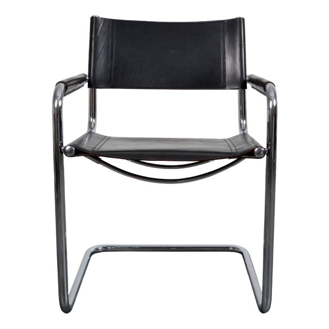 Vintage Cantilever Dining Chair in Leather from Fasem, 1980s For Sale