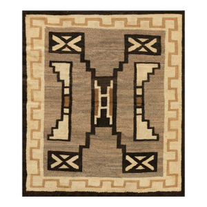 1930s Gray Geometric Kilim Antique American Navajo Carpet 3' 2'' X 3' 6'' Flatweave Wool Rug