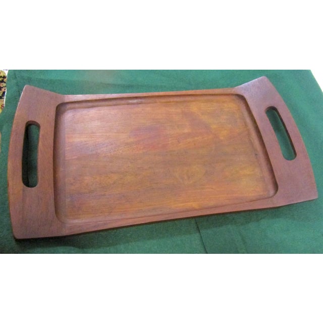 Wood Dansk International Designs Ltd Jhq Large Teak Tray Mid Century Modern Home Decor For Sale - Image 7 of 8
