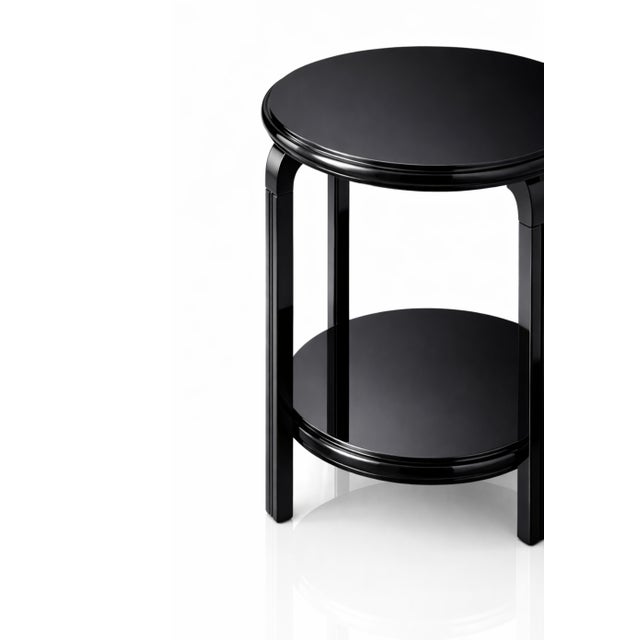 Art Deco Side Table in Walnut and Black Lacquer For Sale - Image 4 of 8