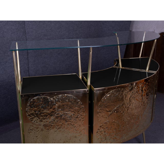 Wood Italian Dry Bar in Black Murano Glass and Brass from Justfurnituress SRL For Sale - Image 7 of 10