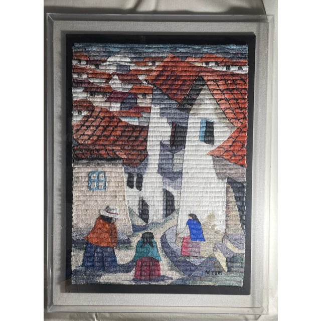 Item Details Large, beautiful bright colors, handwoven wool tapestry be Peruvian artist V. Yuri. This piece depicts a...