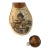 Mid-Century Italian glass decanter wrapped in tooled leather with large wooden ball and plastic twist off stopper....