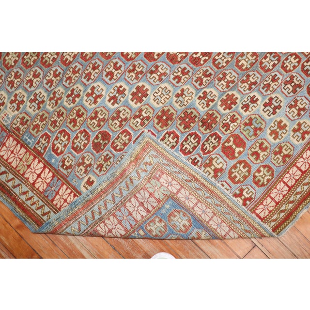 Late 19th Century 19th Century Blue Antique Caucasian Kuba Rug - 3'8" x 4'10" For Sale - Image 5 of 8