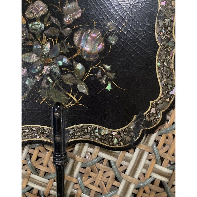 Late 19th Century Elegant Pair Antique Victorian Era Papier Mache Face Screens For Sale - Image 5 of 10