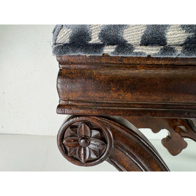 Vintage Newly Upholstered Spanish Renaissance Style Bench For Sale - Image 9 of 12