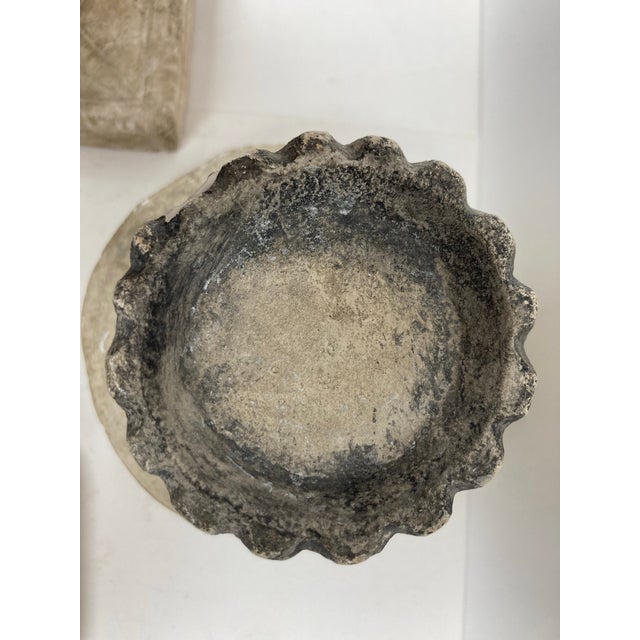 Group of Three Primitive Style Cast Stone Candle Lamps For Sale - Image 12 of 12