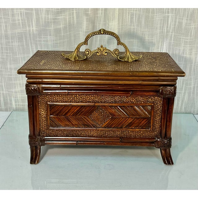 Discover the perfect blend of style and functionality with this "Chic Vintage Large Faux Bamboo and Rattan Memory Keepsake...