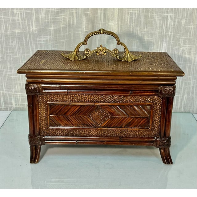 Discover the perfect blend of style and functionality with this "Chic Vintage Large Faux Bamboo and Rattan Memory Keepsake...
