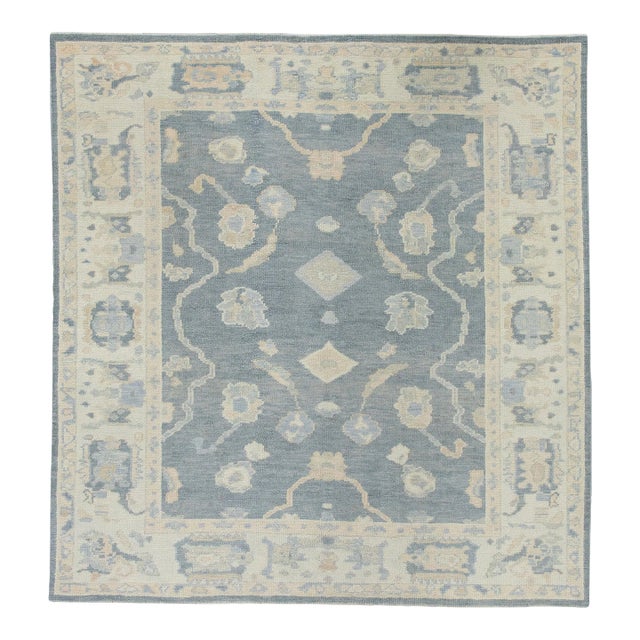Modern Turkish Oushak Rug 5'7" x 5'11" For Sale