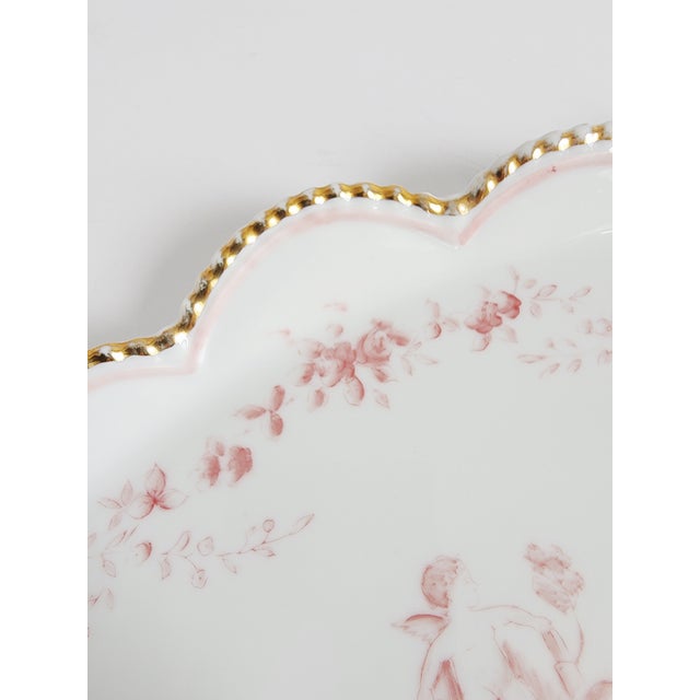 Vintage Limoges Export Cherubs Pink Porcelain Platter For Sale - Image 9 of 11