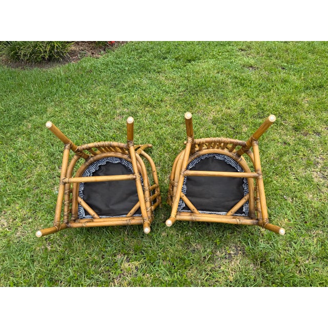 Vintage Pagoda Back Rattan Armchairs – A Pair For Sale - Image 15 of 16