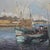 This oil on panel, signed G. Boulard, unfolds a harbor scene of great atmospheric gentleness, where the motionless...