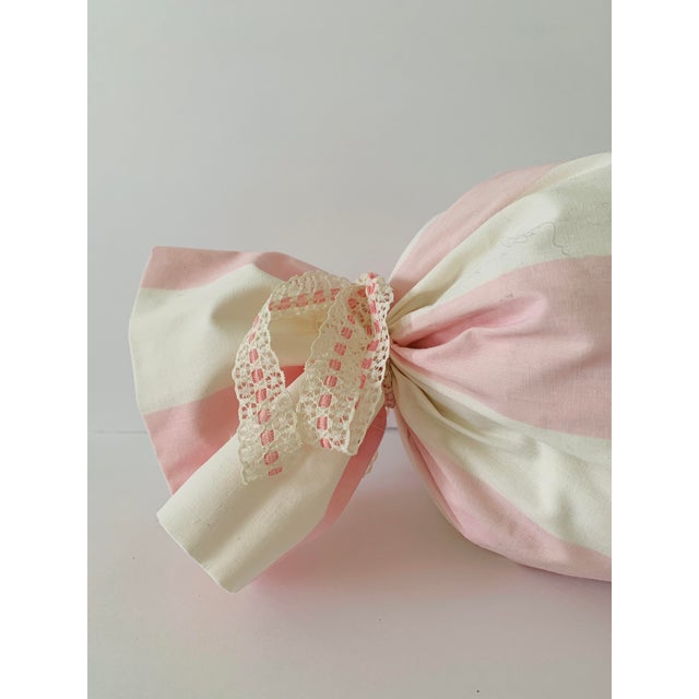 Mid 20th Century Vintage Boudoir Bolster Pillow Light Pink Cabana