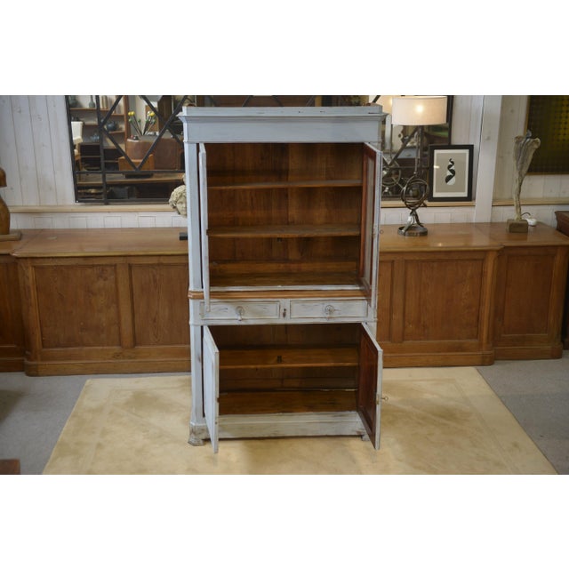 Wood Antique Patinated Two-Part Cabinet, 1800s For Sale - Image 7 of 14