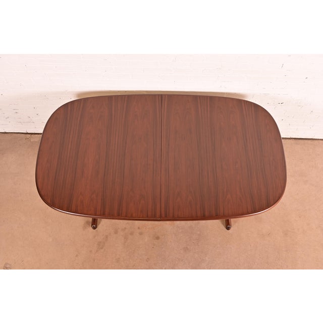 Niels Otto Møller Style Danish Modern Sculpted Rosewood Extension Dining Table, Newly Refinished For Sale - Image 9 of 11