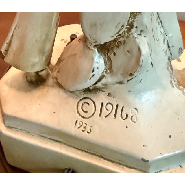 Art Deco Vintage Art Deco Alabaster Lamp With Frosted Glass Shade. For Sale - Image 3 of 9