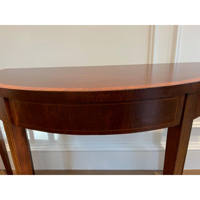 Early 20th Century Early 20th Century Demi-Lune Mahogany Tables - a Pair For Sale - Image 5 of 8