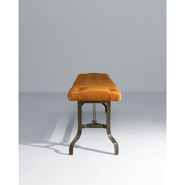 20th Century French Iron Bench With Upholstered Seat For Sale - Image 4 of 18