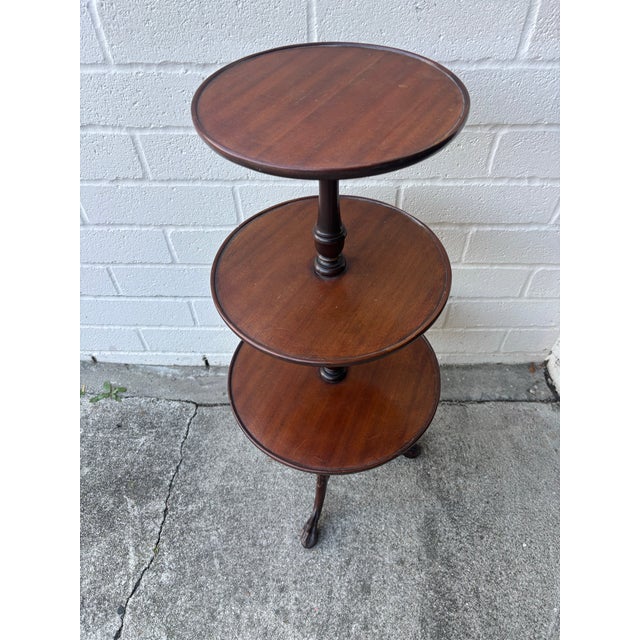 English Antique English Claw Foot Mahogany Dumb Waiter With Three Tiers For Sale - Image 3 of 9