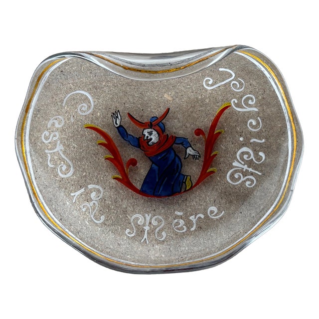 C’est La Mère Michel Trinket Tray in Enameled Glass by Émile Gallé For Sale