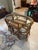 Wood Vintage Rattan Honeymoon Table & 2 Chairs – Nesting Bistro Set W/ Glass Top For Sale - Image 7 of 8