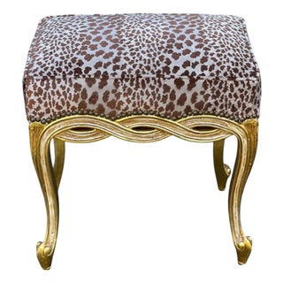 Italian Giltwood Ribbon Taboret Bench by Randy Esada Designs For Sale