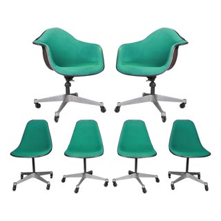 Six Vintage Eames Herman Miller Swivel Shell Chairs on Casters 1970s For Sale