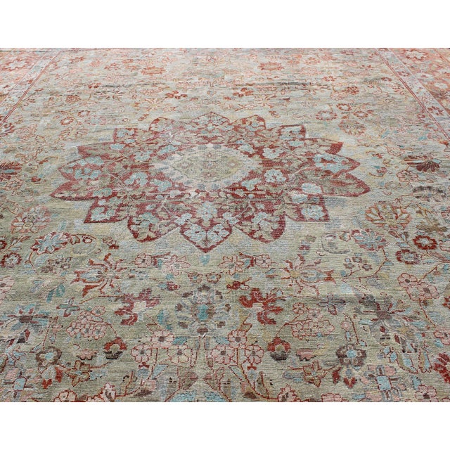 Antique Persian Sultanabad Rug With Central Rosette Medallion and Soft Red 10'5 X 13'10 For Sale - Image 4 of 10