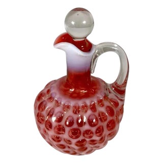Hobbs Windows Swirl Cranberry Opalescent Cruet No. 326 c. 1888 For Sale