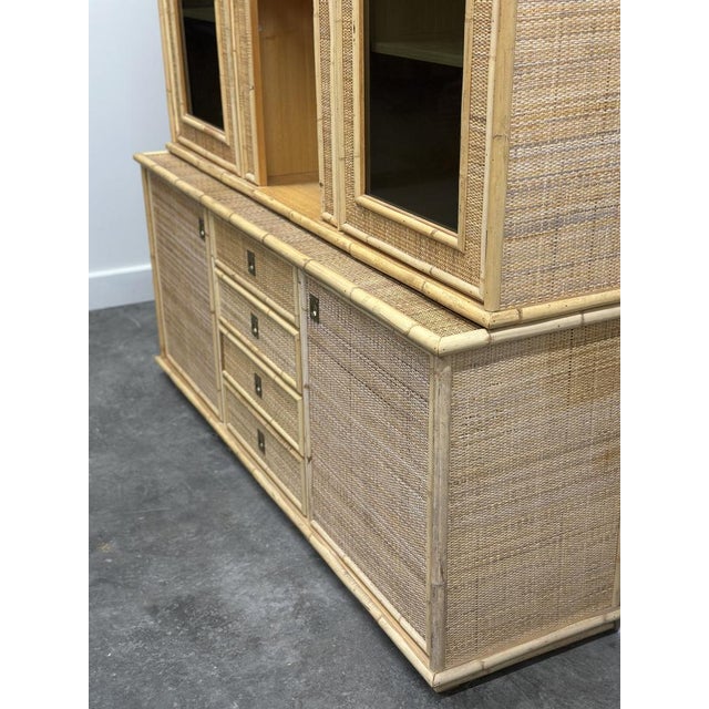 Italian Rattan and Bamboo Display Cabinet from Dal Vera, 1970s For Sale - Image 11 of 16