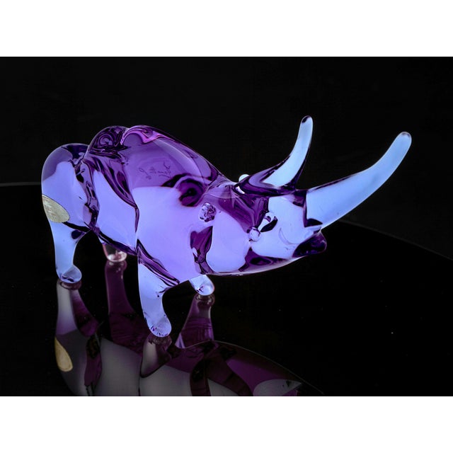 Rhinoceros Sculpture in Alexandrite Murano Glass from Licio Zanetti, 1960s For Sale - Image 4 of 9