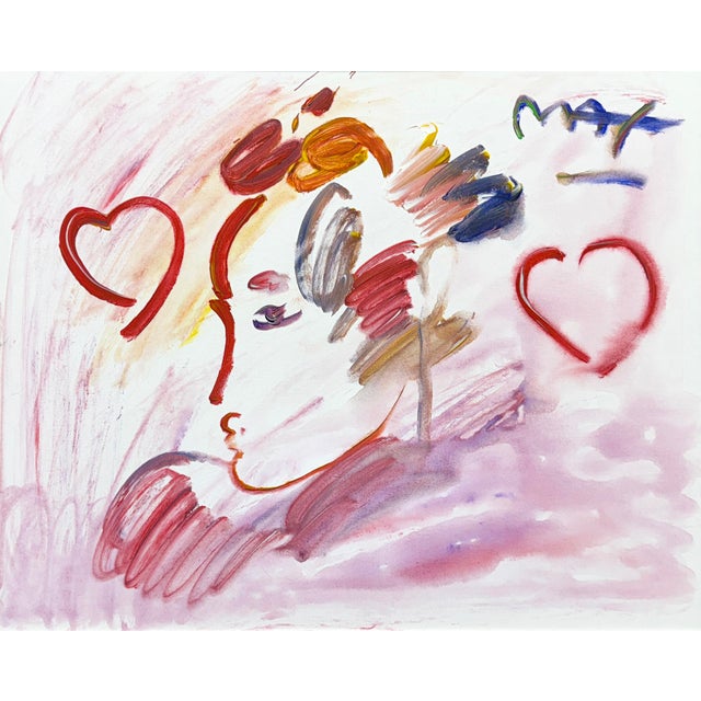 Original acrylic painting on canvas. Hand signed on front by Peter Max. Canvas size 24 x 30 inches. Custom framed as...