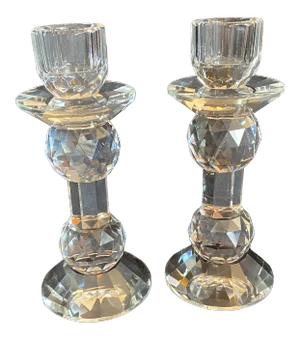 Vintage Crystal Candle Holders- a Pair