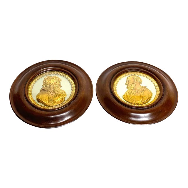 19th Century English Regency Framed Ormolu Portrait Plaques of St. Paul and Socrates - a Pair For Sale