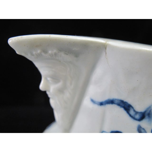 Antique Worcester Blue Floral Cabbage Leaf Bacchus Mask Pitcher Jug For Sale - Image 10 of 11