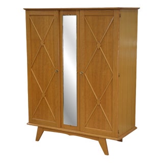 Saint-Gobain Glazed Oak Wardrobe, 1960s For Sale