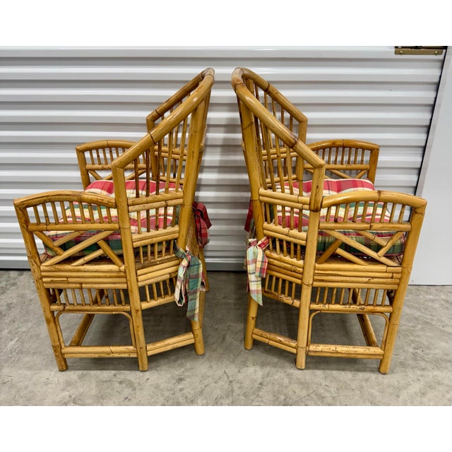 Campaign Fantastic Set of 6 Brighton Chinese Chippendale Hollywood Regency Bamboo Chairs For Sale - Image 3 of 10