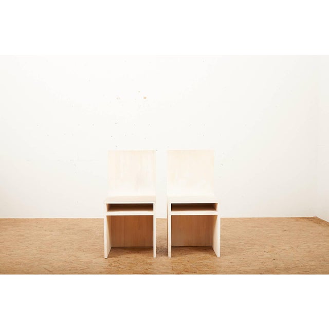 Chairs in Wood Construction with Shelf and White Stained by Felice Dittli, 2006, Set of 2, in Good conditions. Designed...