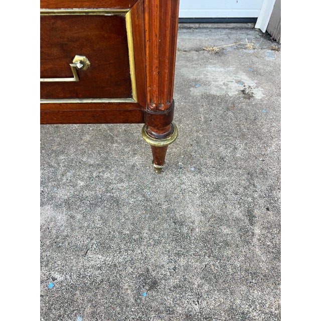 French 19th Century Louis XVI Mahogany Carrara Marble Top Chest of Drawers For Sale - Image 12 of 12