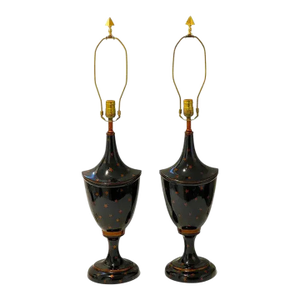 Maitland-Smith Table Lamps Red Stars on Black