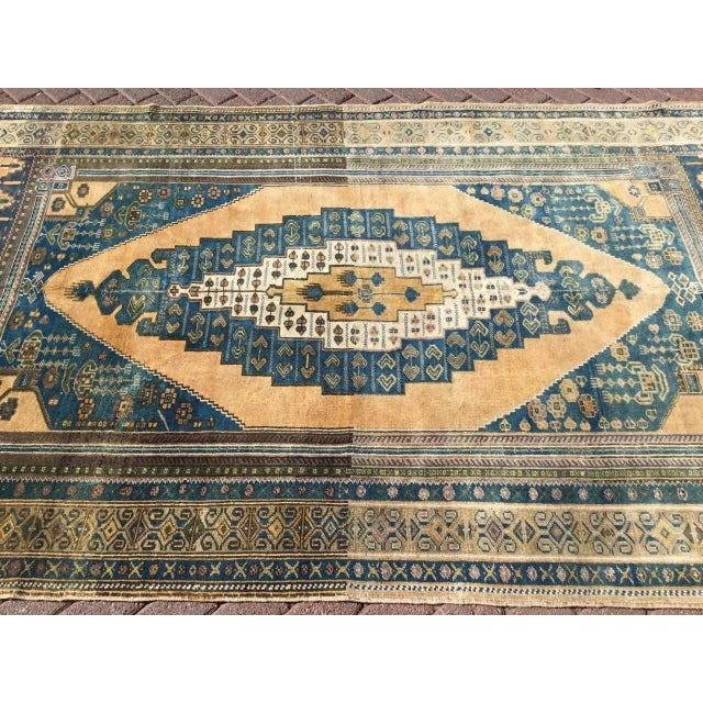 Tribal Vintage Hand Knotted Turkish Area Rug - 110" X 67" For Sale - Image 3 of 11
