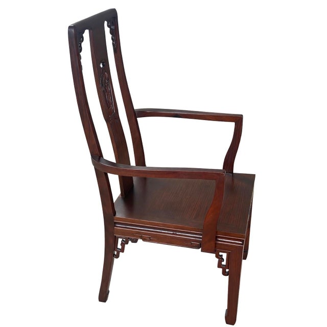 Vintage Ming Style Rosewood Dining Chairs, Set of 8, 2 Host and 6 Side, Carved Vase Back Splat and Frette Detail For Sale In Charlotte - Image 6 of 10