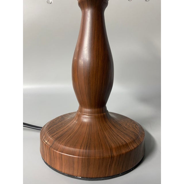 Retro Wood Grain Crystal Table Lamp For Sale - Image 10 of 12