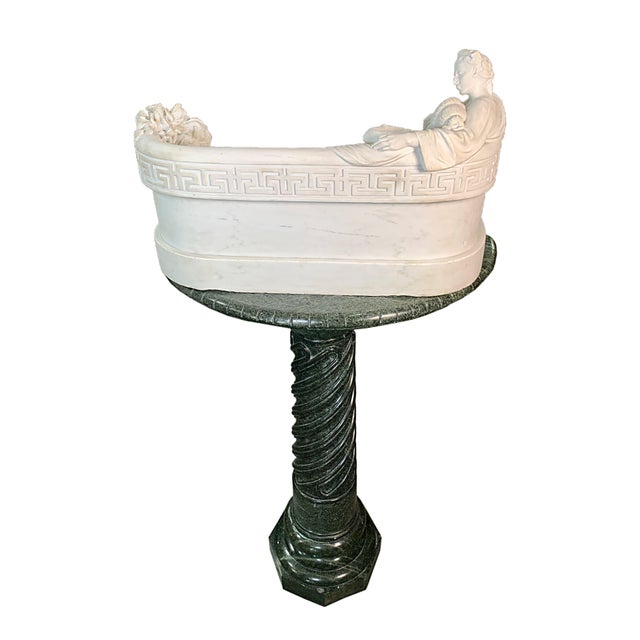 Classical Roman Late 19th Century Monumental Italian Carrara Marble Neoclassical Sculpture Cleopatra & Antony For Sale - Image 3 of 6