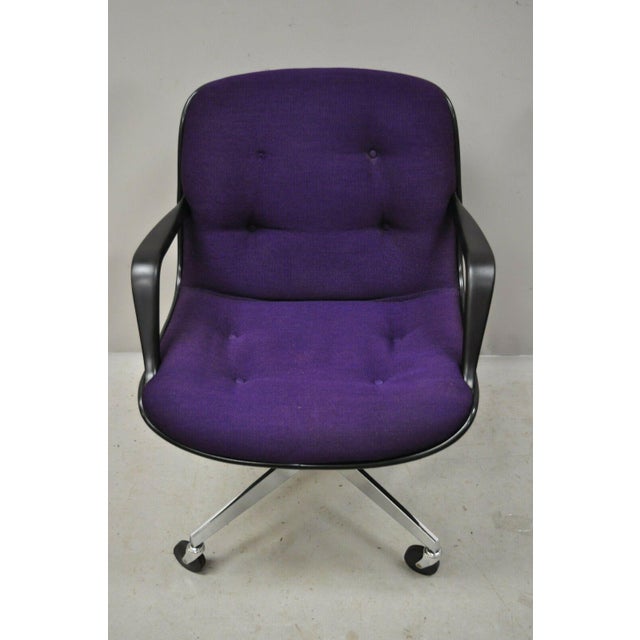 Vintage Steelcase Mid Century Modern Purple Rolling Office Desk
