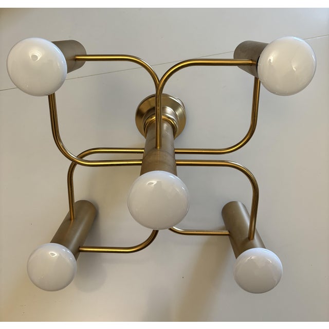 Gold Leola Brass Ceiling Lamp by Gaetano Sciolari for Leola, 1970s For Sale - Image 8 of 11